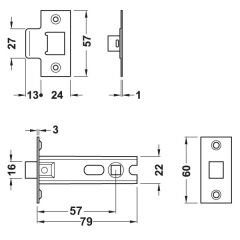 Hafele Dilden Kilit Pasaj 57/8/25 Mat Nikel Renk