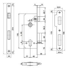 Hafele H40.04 Gömme Kilit Barelli Tip (PC) Mat Nikel 40/23Mm