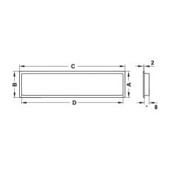 Hafele Menfez Dikdörtgen 42x170mm, Krom Renk