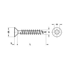 Hafele Havşa Başlı Sunta Vidası 3,5x16mm (10000 Adet), Galvaniz
