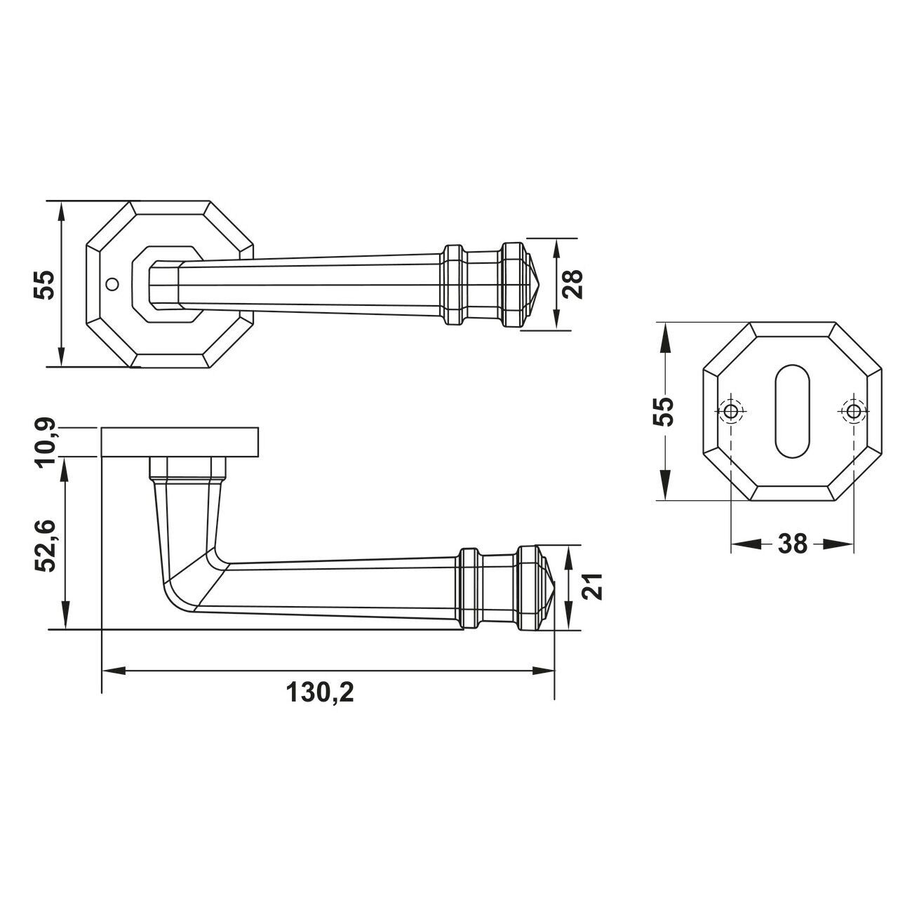 Hafele YORK WC (Banyo Tipi) Parlak Altın Renk Kapı Kolu