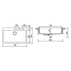 Hafele Granit Evye Large Kronos 700x590mm Antrasit