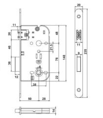 Hafele Wc Çarpma Kilit (Makaralı Kilit) 50/20mm, Mat Siyah Renk
