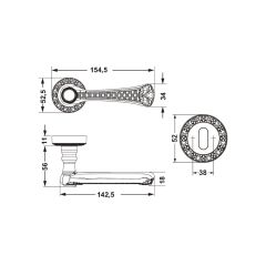 Hafele SARA PC (Barelli Tip) , Antik Gümüş Renk Kapı Kolu