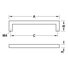 Hafele STRAP Kulp mat siyah 320mm