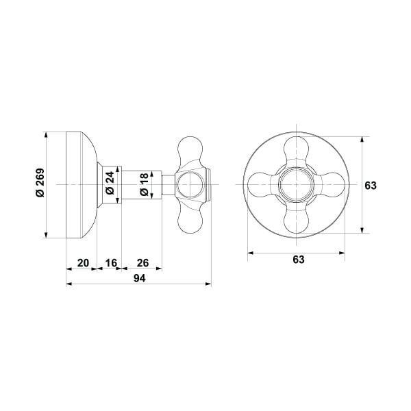 Hafele Ankastre Stop Valf Klassis 20mm Bronz