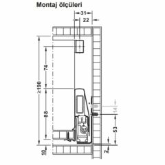 Hafele İç Çekmece Seti 60'lık Modül İçin Kare Bordürlü 45'lik Gri