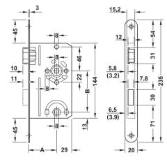 Hafele H55.10 Banyo Tipi WC Gömme Kilit Paslanmaz Çelik Mat 55/20/78mm DIN Sağ