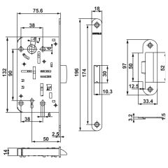Hafele H50.08 Oda Tipi (CB) Dilden Kilit Parlak Altın 50/18/90mm