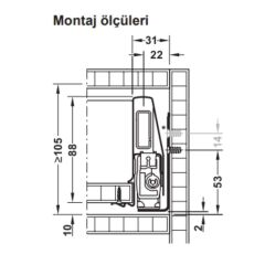 Hafele İç Çekmece Seti 120'lik Modül İçin Bordürsüz 45'lik Beyaz