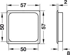 Hafele Havalandırma Menfezi Plastik 57x57mm, Parlak Krom Renk