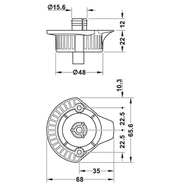 Hafele AXILO 48 Montaj plakası,bastırılarak,siy