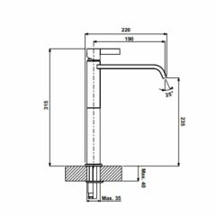 Hafele Yüksek Lavabo Bataryası Fonte Mat Siyah