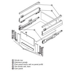 Hafele İç Çekmece Seti 60'lik Modül İçin Kare Bordürlü 45'lik Gri