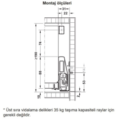 Hafele İç Çekmece Seti 60'lık Modül İçin Kare Bordürlü 30'luk Beyaz
