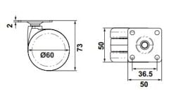 Hafele OFFICE Tekerlek,plk,f.siz,siyah,Ø60x74mm