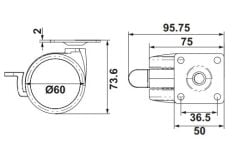 Hafele ELGA Plakalı Frenli Tekerlek Antrasit/Siyah  Ø60x74mm