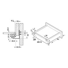 Hafele Gizli Ray Tam Açılım Bas-Aç Matrix Um A30 500mm Galvaniz