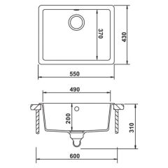 Hafele Granit Eviye Lazio Dolomite 550x430mm Beyaz