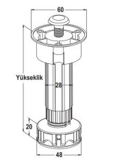 Hafele PFT02 Baza Ayağı Beyaz 80mm