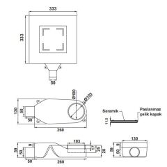 Hafele STORMA Yer Süzgeci Yatay 150X150 Paslanmaz Çelik Renkli
