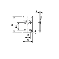 Hafele TR8 Montaj Plakası Vidalı Tek 50x30mm