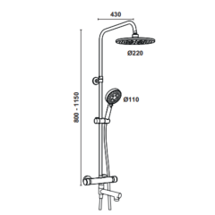 Hafele Kolonlu Duş Sistemi Boda Termo 3 Yönlü 5 Fonksiyonlu Parlak Krom