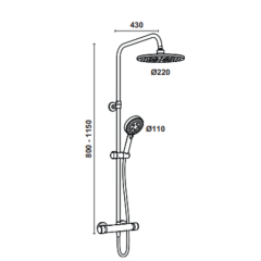 Hafele Kolonlu Duş Sistemi Boda Termo 2 Yönlü 5 Fonksiyonlu Parlak Krom