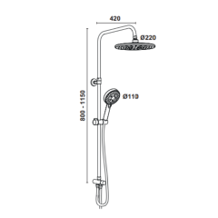 Hafele Kolonlu Duş Sistemi Boda 5 Fonksiyonlu Parlak Krom