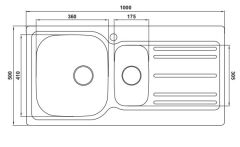 Hafele CAPUA06 Eviye Tezgah Üstü 1000x500mm Dekorlu Sol