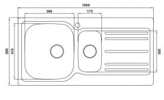 Hafele CAPUA06 Eviye Tezgah Üstü 1000x500mm Dekorlu Sağ