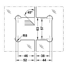 Hafele Duş Menteşe Cam/Cam 135° Krom P. 55x90mm