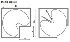 Hafele Köşe Kiler Sistemi Kesseböhmer Revo 90° Arena Pure 900mm Antrasit