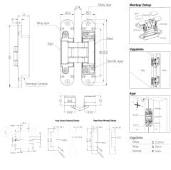 Soho Gizli Menteşe SH-3D-135W Ayarlı 78 Kg Saten