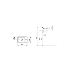 Hafele Banyo Lavabosu Molly II 370x220mm Sağ Parlak Beyaz Renk
