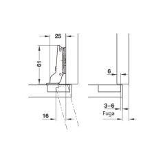 Hafele Duomatic Tas Menteşe Yarım Deve Boynu 48/6 Vidalı 110º
