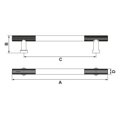 Hafele TRONA Mat Siyah Renk 160 mm Akslı Mobilya Kulp