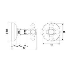 Hafele Ankastre Stop Valf Klassis 20mm Mat Siyah Renk