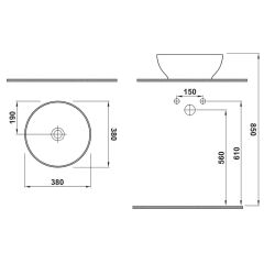 Hafele LOTUS R Q 380x140mm Parlak Beyaz