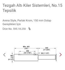 Hafele No.15 Parlak Krom Tepsilik Tezgah Altı Kiler Sistemi