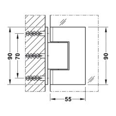 Hafele Duş Menteşesi Duvar/Cam 90 Derece Grafit Siyah Renk