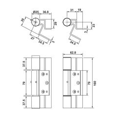 Hafele Galvaniz Renkli , DIN Sağ Uyumlu Metal Kasa Menteşesi (12 Adet)