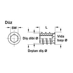 Hafele Dübel Zamak Galvaniz Havşa Başlı M6X20Mm (100 Adet)