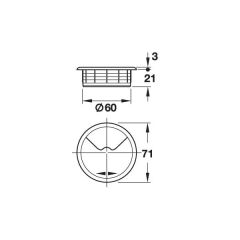 Hafele Yeti Plastik Kablo Kapağı Ø60mm, Parlak Krom Renk