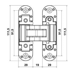 Hafele Gizli Menteşe CDH 80C 100kg Parlak Pirinç