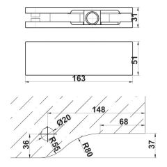 Hafele Pivot Menteşe B Üst Paslanmaz Çelik Mat Renk