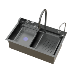 Lüks Teknolojik Şelale Tasarımlı Akıllı Evye 75×45 cm. Antrasit