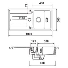 Hafele Demeter Granit Eviye 1000x500mm, Kahve Renk