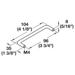 Hafele RYAN III Mat Krom Mobilya Kulp (96 mm)