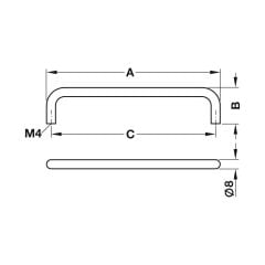 Hafele RYAN III Paslanmaz Çelik Yuvarlak Mobilya Kulp (128 mm)